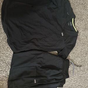 Landau Women's Black Scrub Top and Drawstring Pants